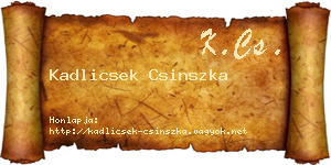 Kadlicsek Csinszka névjegykártya